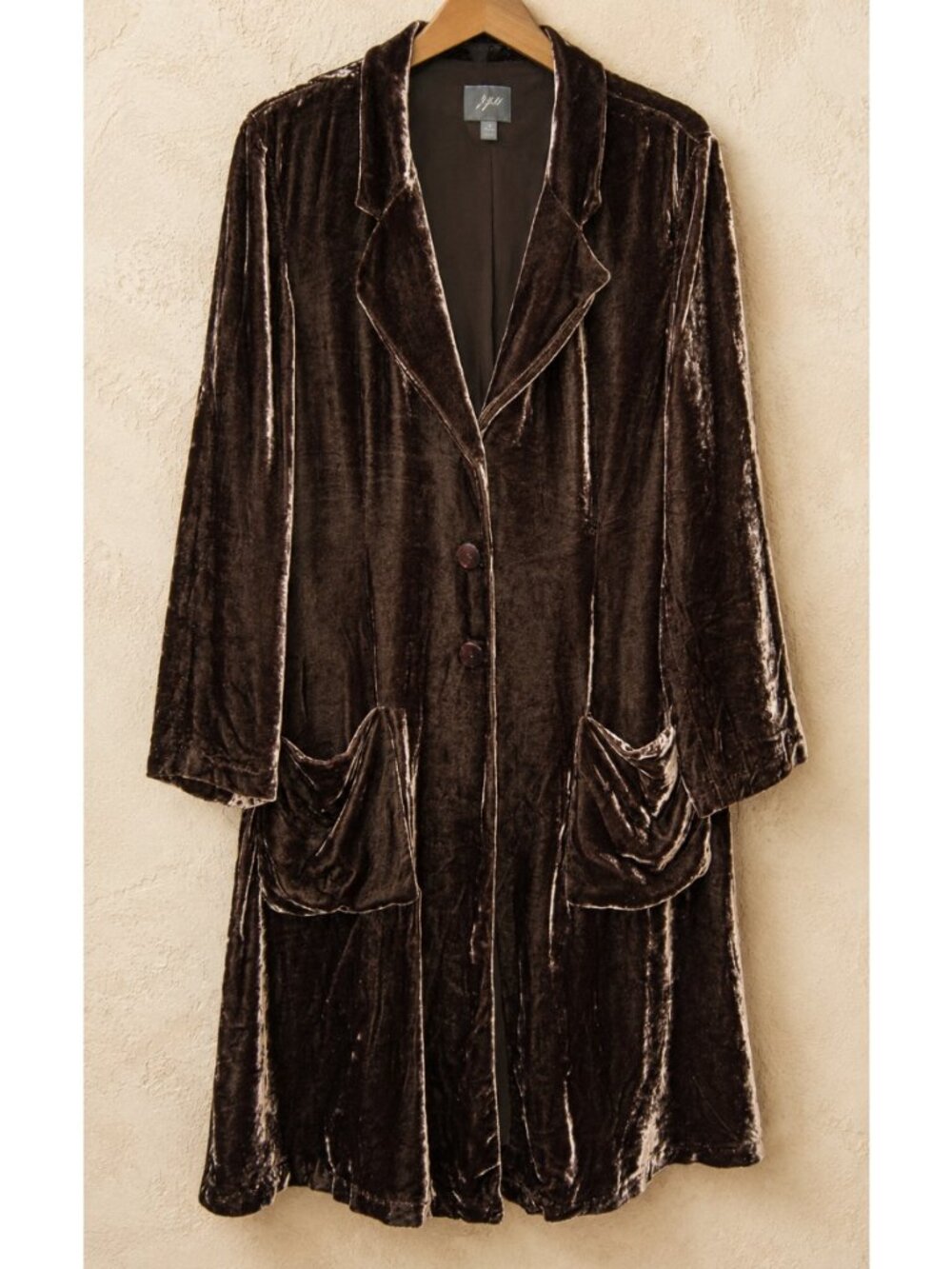 J. Jill LP L Velvet Duster Coat Jacket Silk Victorian Whimsigoth Fit Flare Long